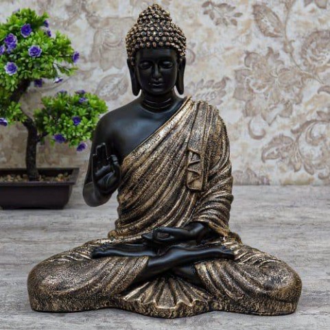 Copper Black 15 Inch Buddha Statue 