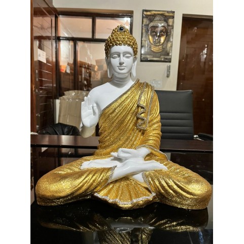 Golden White Dimond 15 Inch Buddha Statue 