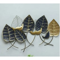 Golden Black Big Leaves - Wall Art