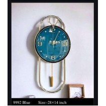 Deer Horn Pendulum Style Wall Clock - Blue