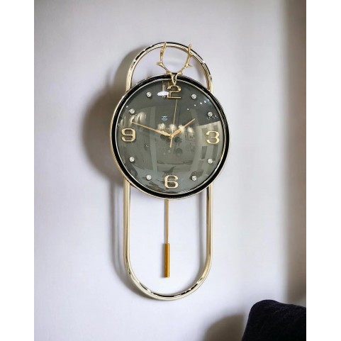 Deer Horn Pendulum Style Wall Clock - Grey