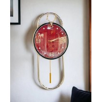 Deer Horn Pendulum Style Wall Clock - Red