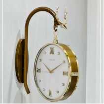 Double Sided Modern Wall Clock - Golden White